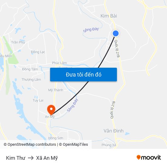 Kim Thư to Xã An Mỹ map