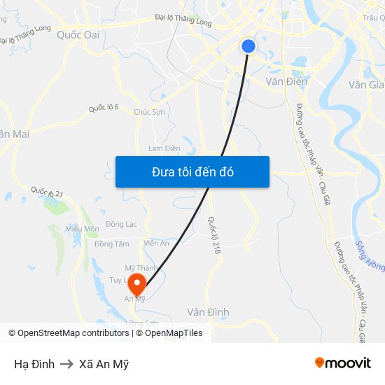 Hạ Đình to Xã An Mỹ map