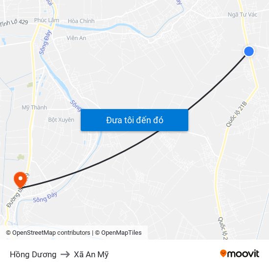 Hồng Dương to Xã An Mỹ map