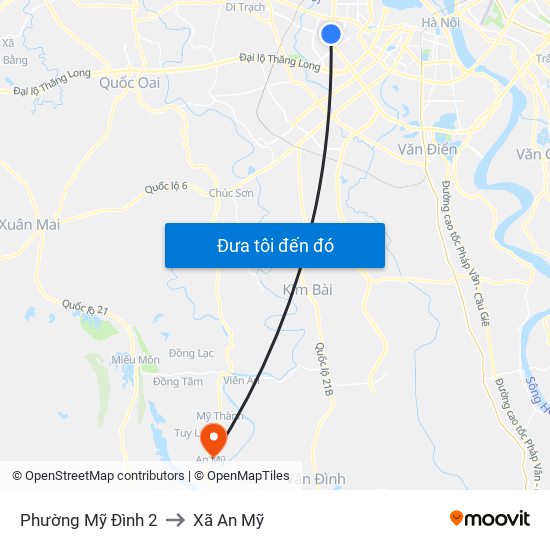 Phường Mỹ Đình 2 to Xã An Mỹ map