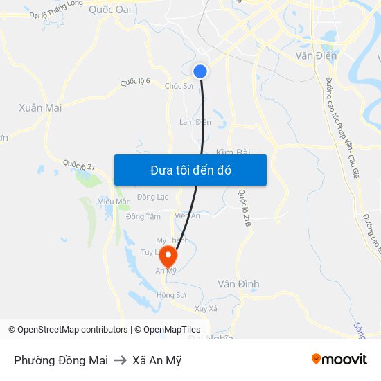 Phường Đồng Mai to Xã An Mỹ map