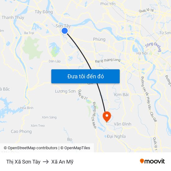 Thị Xã Sơn Tây to Xã An Mỹ map