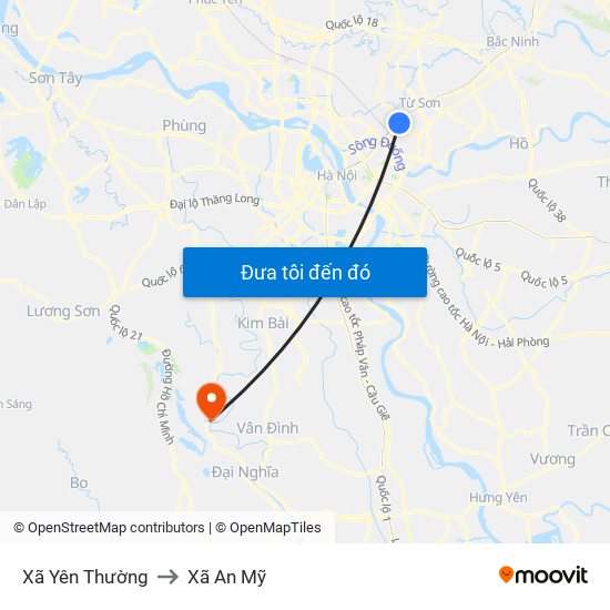 Xã Yên Thường to Xã An Mỹ map