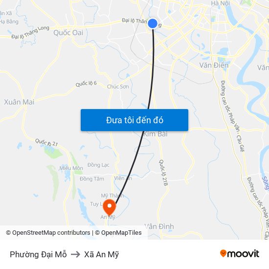 Phường Đại Mỗ to Xã An Mỹ map