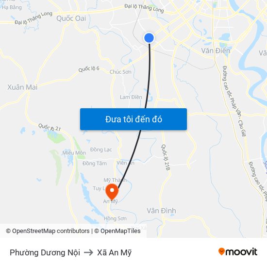 Phường Dương Nội to Xã An Mỹ map