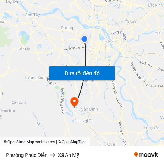 Phường Phúc Diễn to Xã An Mỹ map