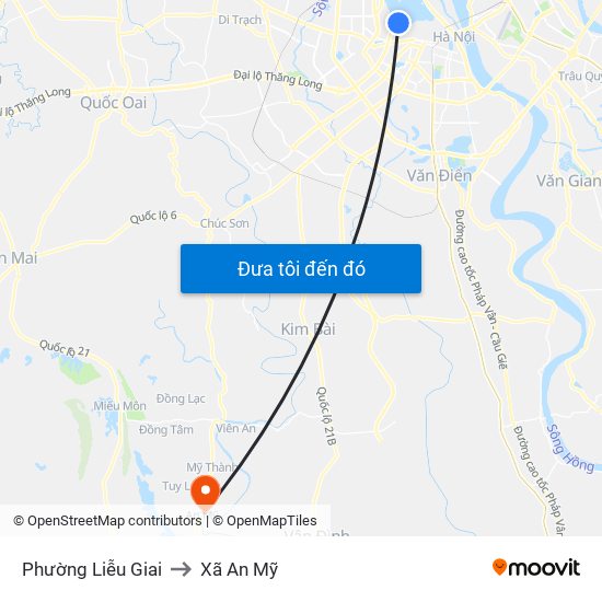 Phường Liễu Giai to Xã An Mỹ map