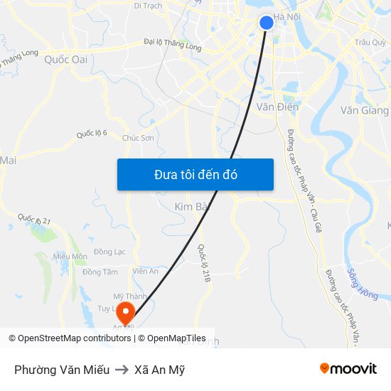 Phường Văn Miếu to Xã An Mỹ map