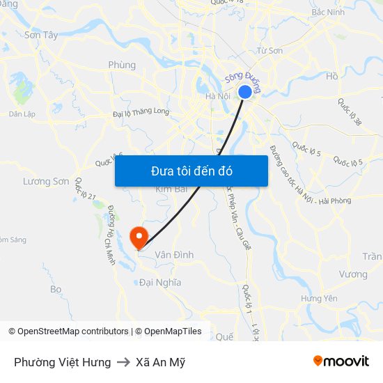 Phường Việt Hưng to Xã An Mỹ map
