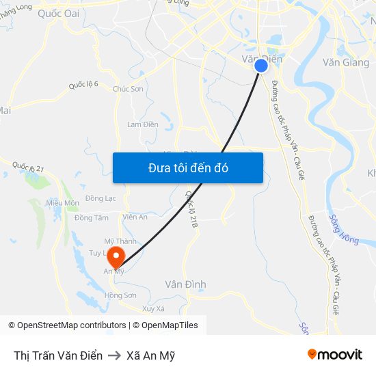 Thị Trấn Văn Điển to Xã An Mỹ map