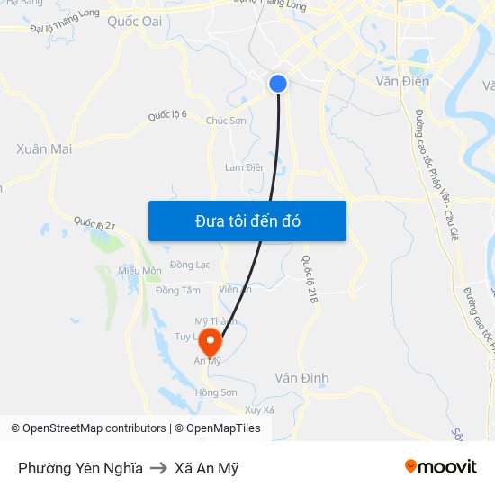 Phường Yên Nghĩa to Xã An Mỹ map