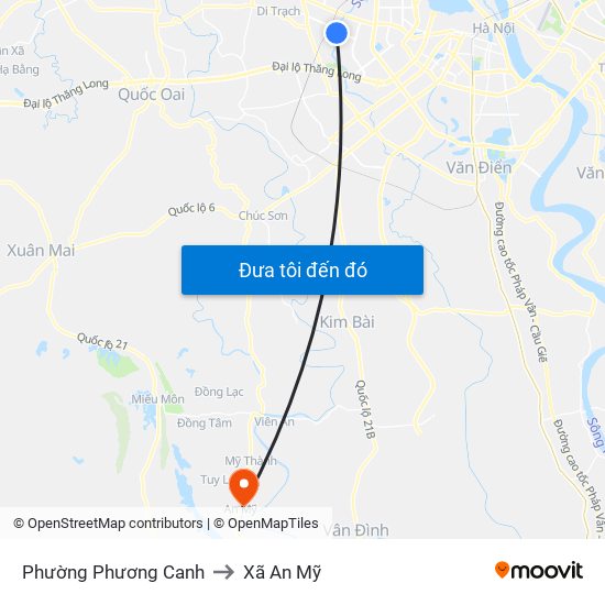 Phường Phương Canh to Xã An Mỹ map