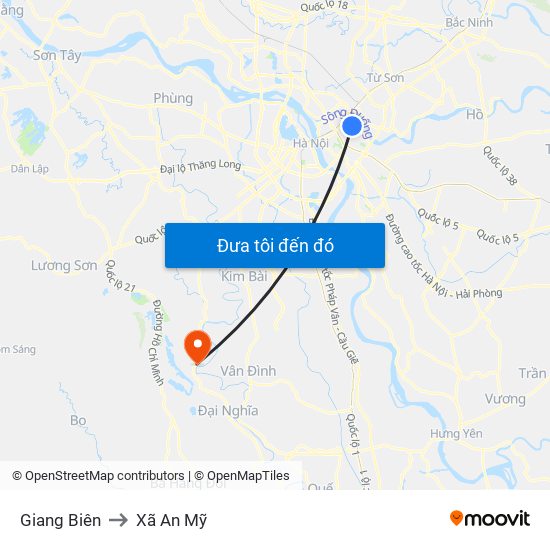 Giang Biên to Xã An Mỹ map