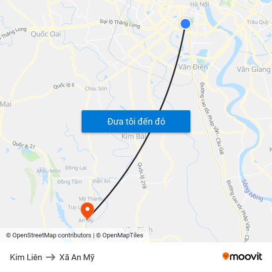 Kim Liên to Xã An Mỹ map