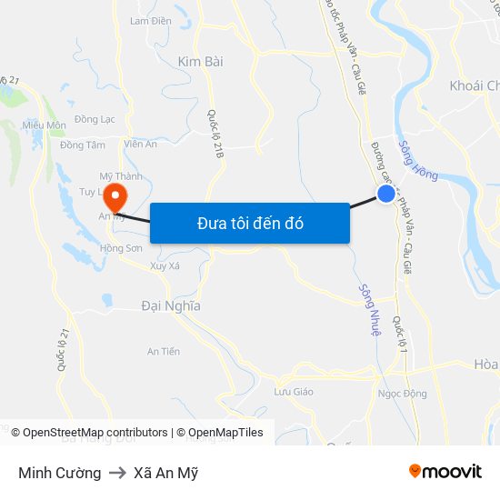 Minh Cường to Xã An Mỹ map