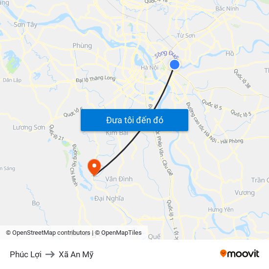 Phúc Lợi to Xã An Mỹ map