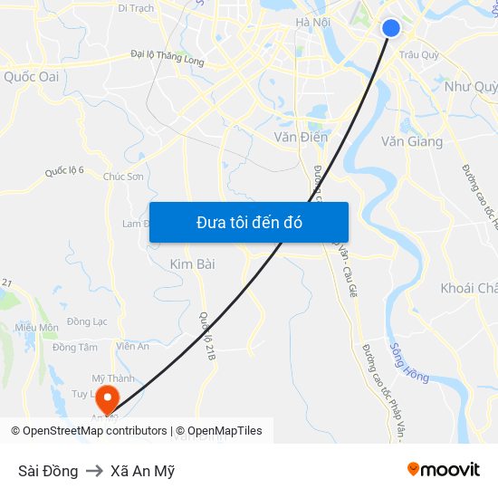 Sài Đồng to Xã An Mỹ map