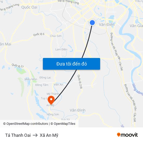 Tả Thanh Oai to Xã An Mỹ map