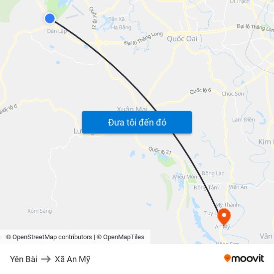 Yên Bài to Xã An Mỹ map