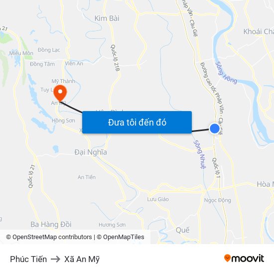 Phúc Tiến to Xã An Mỹ map