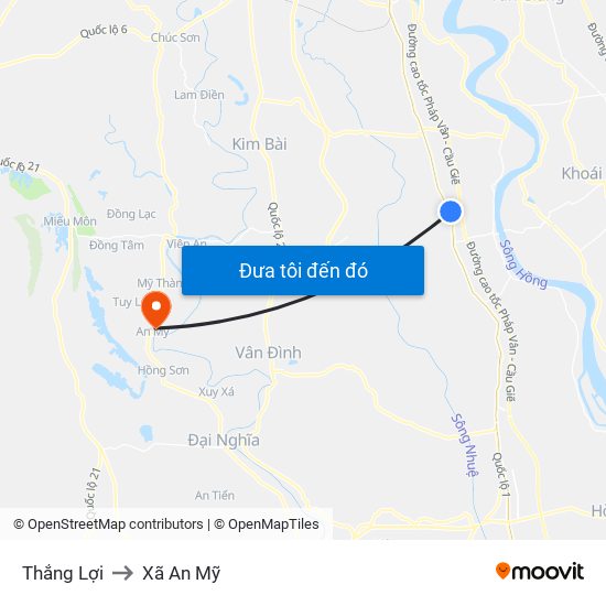 Thắng Lợi to Xã An Mỹ map