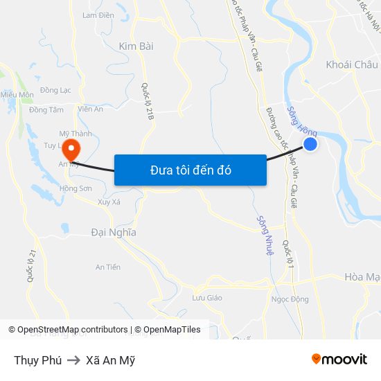Thụy Phú to Xã An Mỹ map