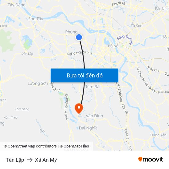 Tân Lập to Xã An Mỹ map