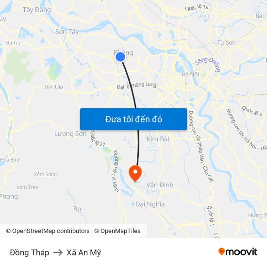 Đồng Tháp to Xã An Mỹ map