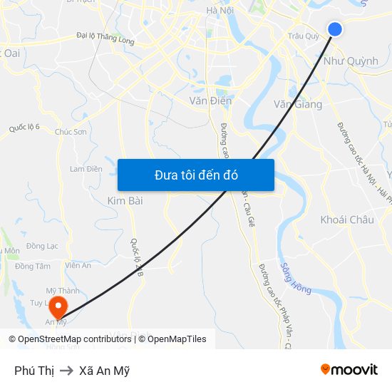 Phú Thị to Xã An Mỹ map