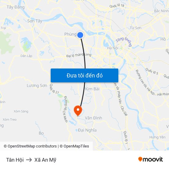 Tân Hội to Xã An Mỹ map