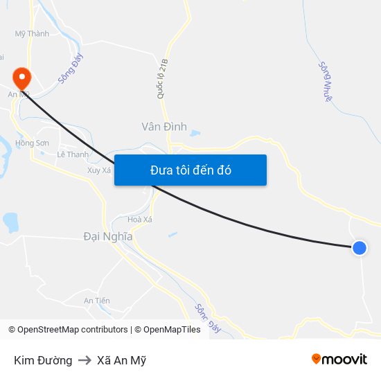 Kim Đường to Xã An Mỹ map