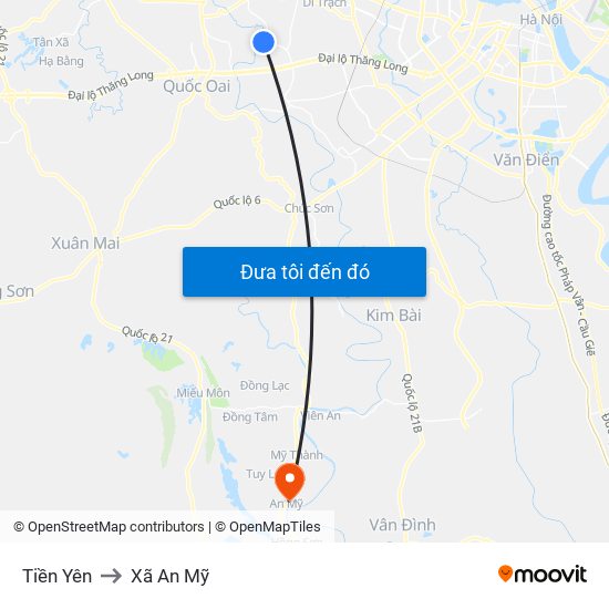 Tiền Yên to Xã An Mỹ map