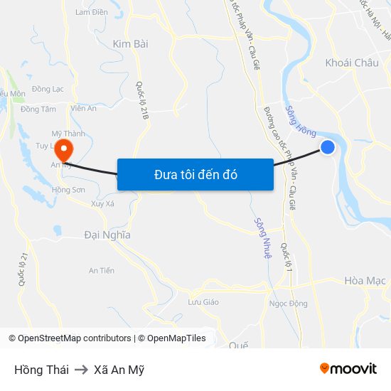 Hồng Thái to Xã An Mỹ map