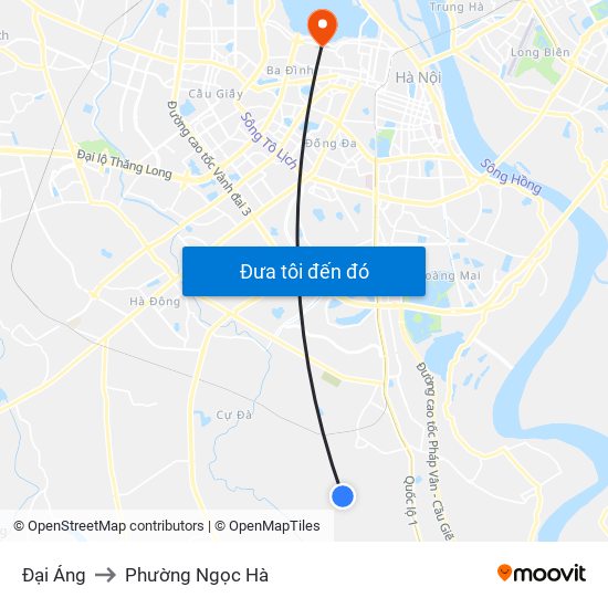 Đại Áng to Phường Ngọc Hà map