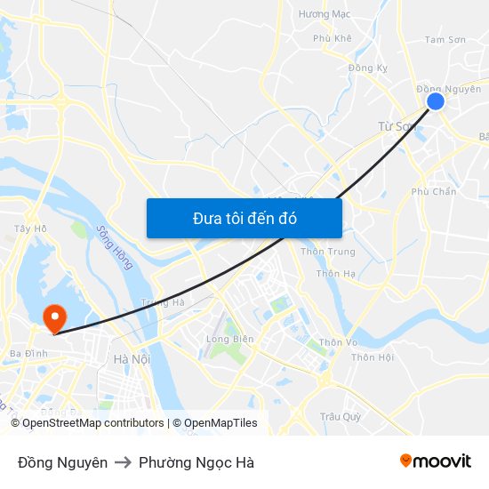 Đồng Nguyên to Phường Ngọc Hà map