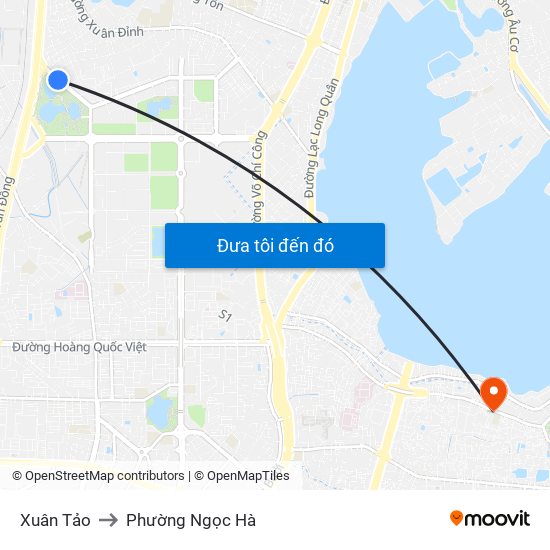 Xuân Tảo to Phường Ngọc Hà map