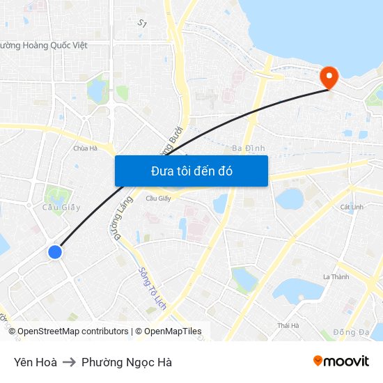 Yên Hoà to Phường Ngọc Hà map