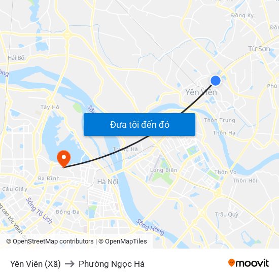 Yên Viên (Xã) to Phường Ngọc Hà map