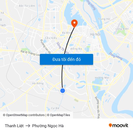 Thanh Liệt to Phường Ngọc Hà map