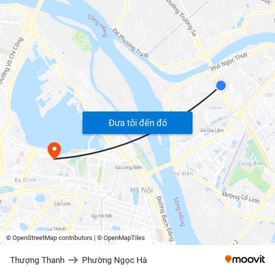 Thượng Thanh to Phường Ngọc Hà map