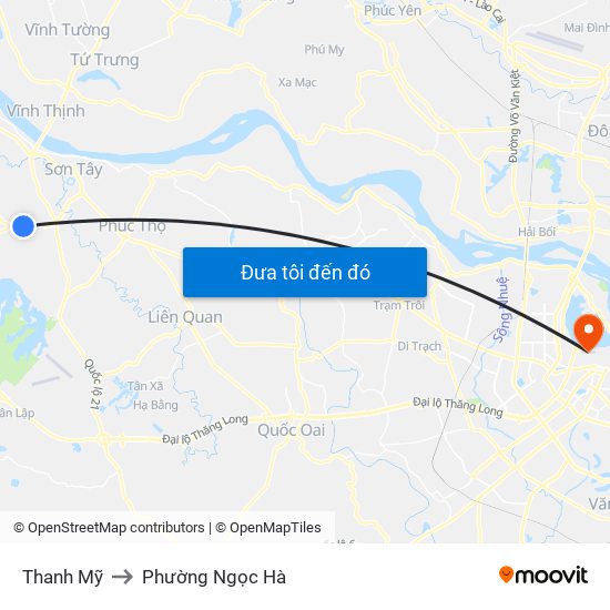 Thanh Mỹ to Phường Ngọc Hà map