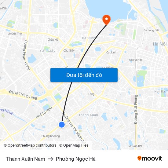 Thanh Xuân Nam to Phường Ngọc Hà map