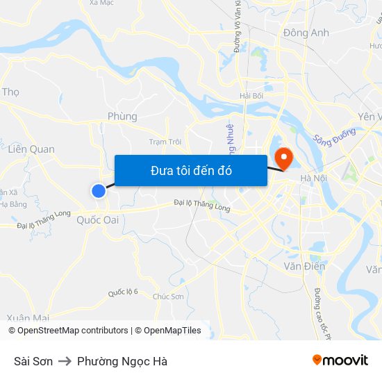 Sài Sơn to Phường Ngọc Hà map