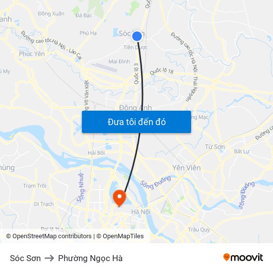 Sóc Sơn to Phường Ngọc Hà map