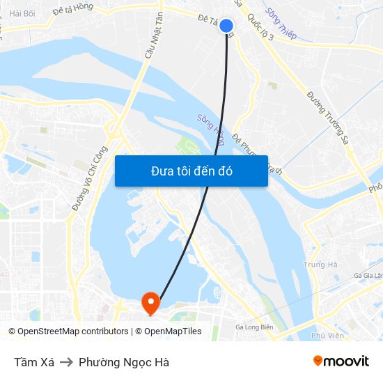 Tầm Xá to Phường Ngọc Hà map