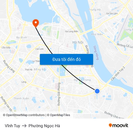 Vĩnh Tuy to Phường Ngọc Hà map