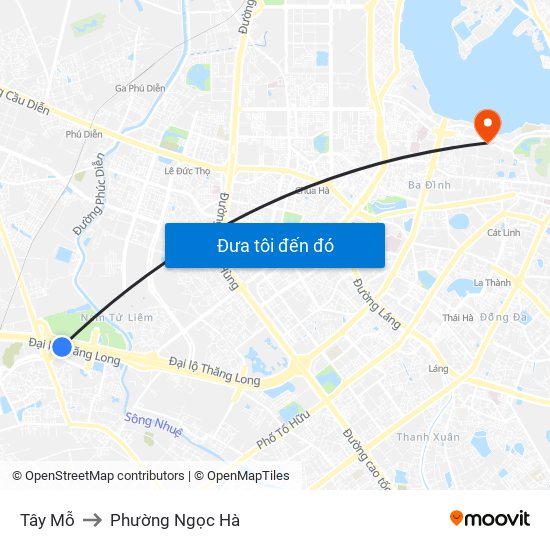 Tây Mỗ to Phường Ngọc Hà map