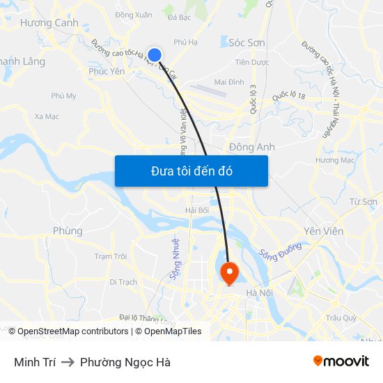 Minh Trí to Phường Ngọc Hà map