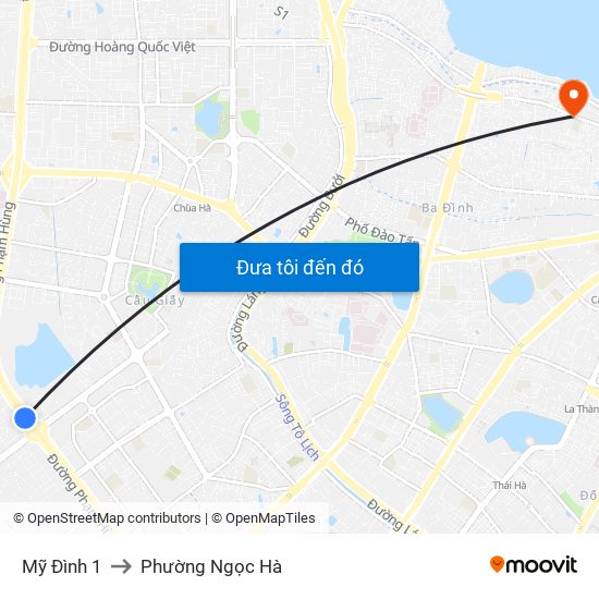 Mỹ Đình 1 to Phường Ngọc Hà map