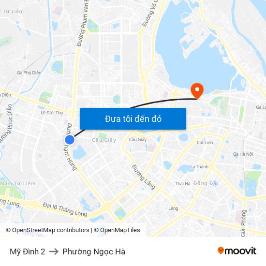 Mỹ Đình 2 to Phường Ngọc Hà map